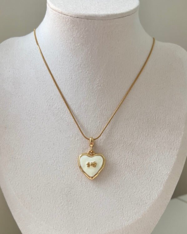 Çelik Beyaz Kalpli Kolye 42+6cm