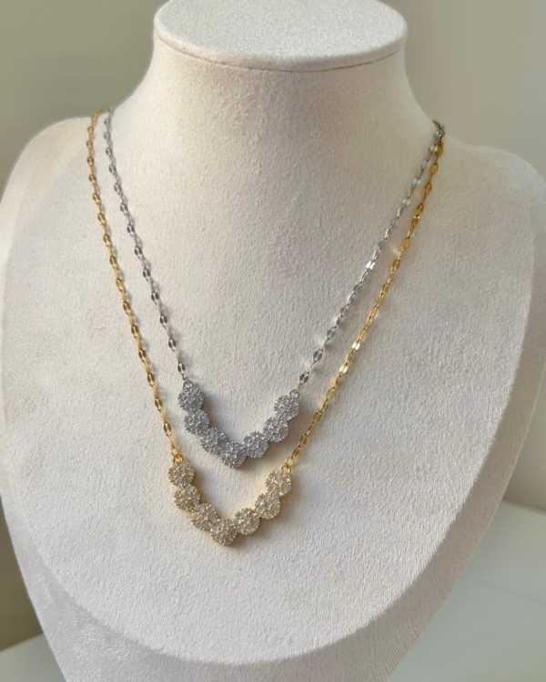 Çelik Taşlı V Kolye 42+6cm