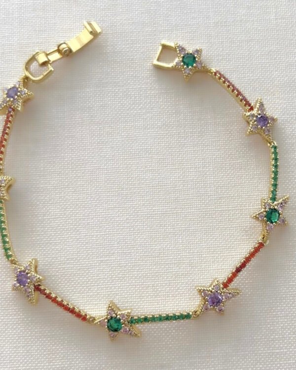 Alternative view of Altın Kaplama Renkli ve Yıldızlı Bileklik