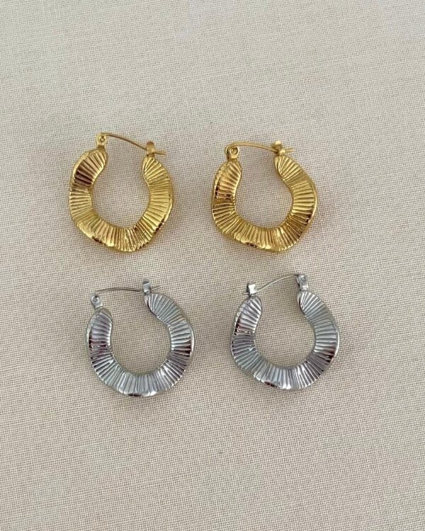 Çelik Dalgalı ve Çizgili Küpe