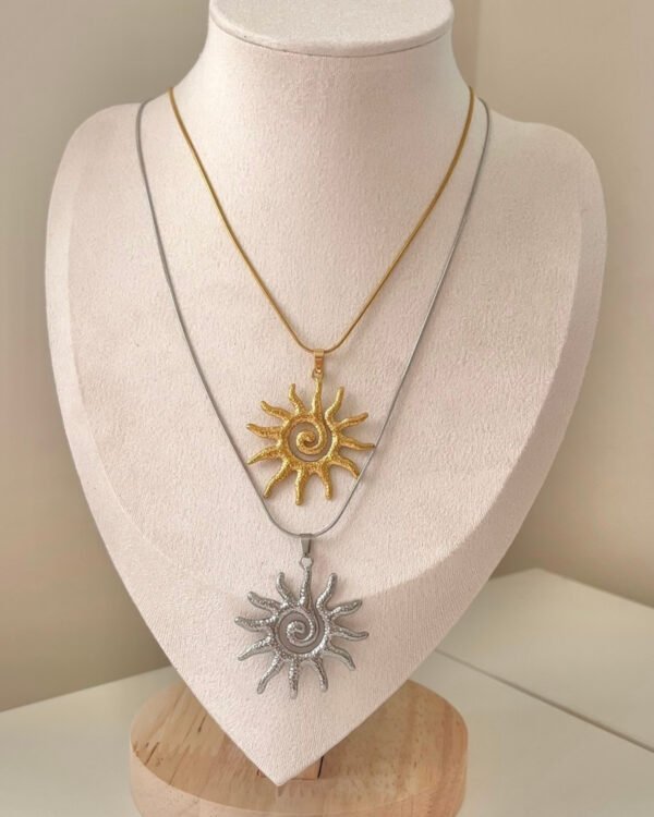 Çelik Güneş Kolye 42+6cm