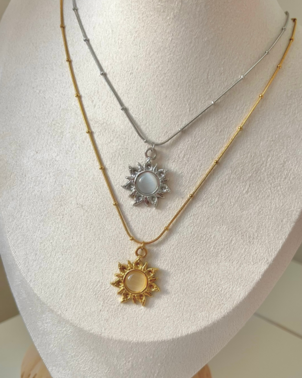 Çelik Güneş Kolye 42+6cm