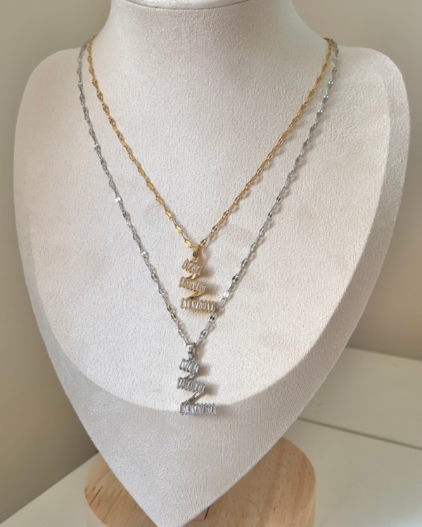 Çelik 3 Katlı Taşlı Kolye 42+6cm