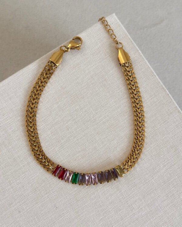 Çelik Renkli Taşlı Suyolu Bileklik