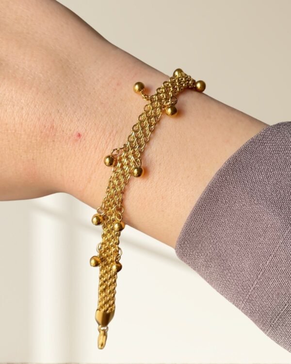 Çelik Top Detaylı Zincir Bileklik