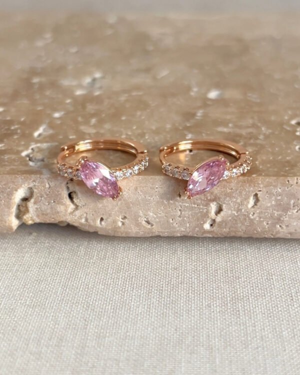 Xuping Pembe Taşlı Halka Küpe Rose Gold Rengi